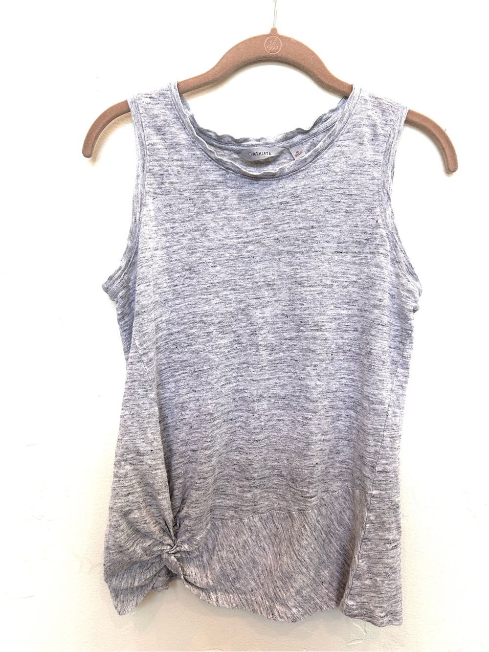 Athleta Zephyr Linen Twist Tank | Heather Gray Womens M